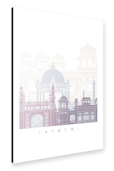 Alu-Dibond "KARACHI SKYLINE - PASTELL" 30x20 cm artboxONE