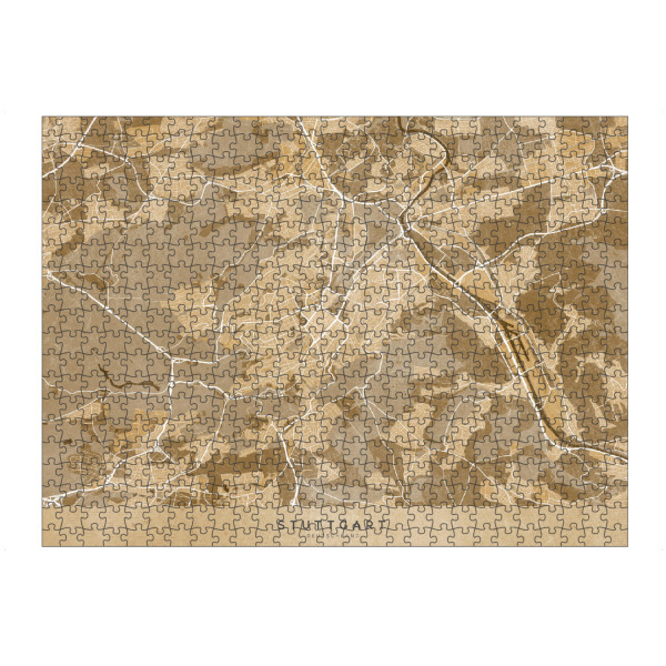 Puzzle Ravensburger "Sepiakarte von Stuttgart" artboxONE - Kartografie - Karte,Stadtplan,Sepia,Stuttgart,Deutschland - Bild karte