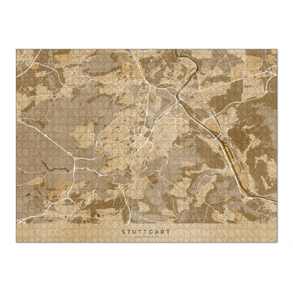 Puzzle Ravensburger "Sepiakarte von Stuttgart" artboxONE - Kartografie - Karte,Stadtplan,Sepia,Stuttgart,Deutschland - Bild karte
