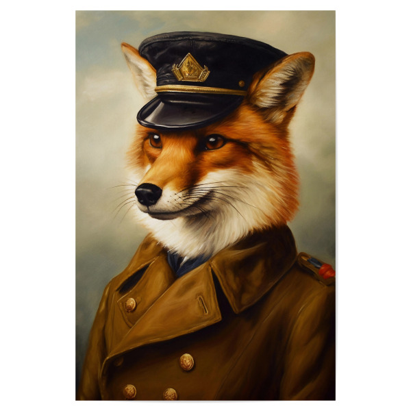 Poster 30x20 cm "Fuchs in Armeeuniform" artboxONE - Tiere