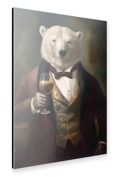 Alu-Dibond "Eisbär auf einer Party" 30x20 cm artboxONE
