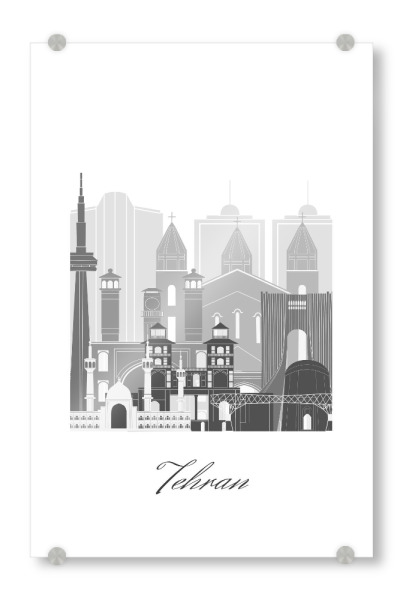 Acrylglasbild "Teheran Skyline sw Stil" artboxONE - Städte,Reise,Architektur,Kartografie