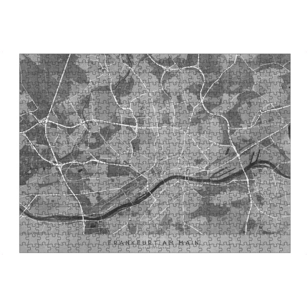 artboxONE Puzzle "Graue Karte - Frankfurt" artboxONE - Schwarzweiß,Kartografie - Grau,Karte,Frankfurt,Deutschland,Alt,Verzweifelt,Schwarz und weiß
