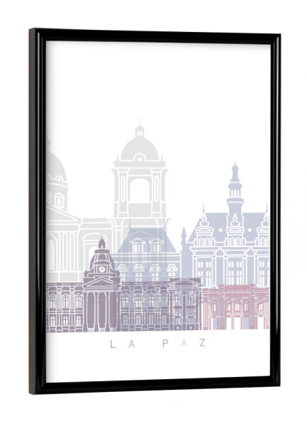 Poster mit schwarzem Rahmen "LA PAZ-SKYLINE-PASTELL" artboxONE - Städte,Architektur