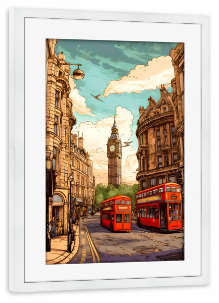 Poster mit Rahmen weiß "Willkommen in London I" artboxONE - Städte / London,Reise,Reise / Länder