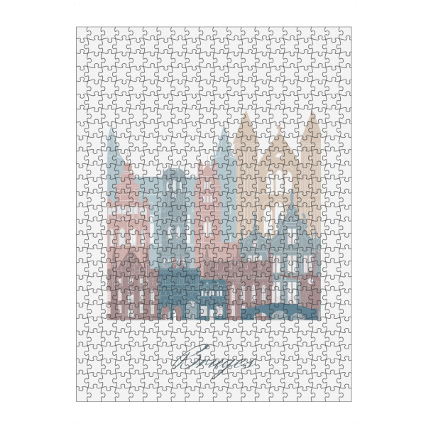 Puzzle Ravensburger "Bruges skyline earth tones style" artboxONE - Städte,Reise,Architektur,Kartografie