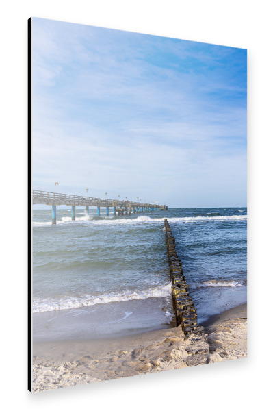Alu-Dibond "Wolken, Strand, Seebrücke, Buhne" 30x20 cm artboxONE