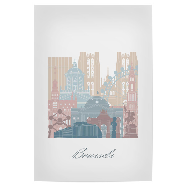 Poster "Brüssel Skyline Erdtöne Stil" artboxONE - Städte,Reise,Architektur,Kartografie