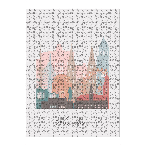 artboxONE Puzzle "Hamburger Skyline im Pastellstil" artboxONE - Städte,Städte / Hamburg,Reise,Architektur,Kartografie