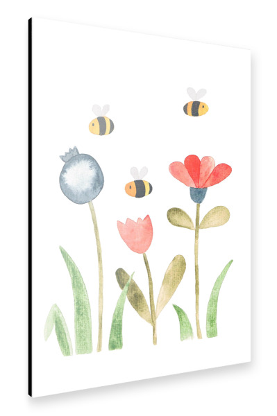 Alu-Dibond "Blumenwiese mit Bienen" 30x20 cm artboxONE
