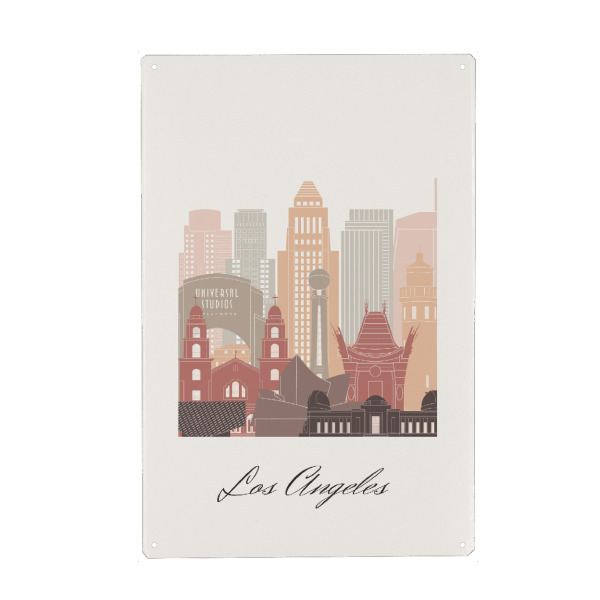 Metall Poster "Skyline-Terrakotta von Los Angeles" artboxONE - Städte,Reise,Architektur,Städte / Los Angeles,Kartografie