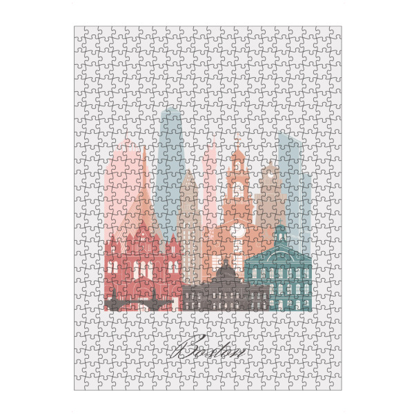 artboxONE Puzzle "Boston-Skyline-Pastellstil" artboxONE - Städte,Reise,Architektur,Städte / Boston,Kartografie