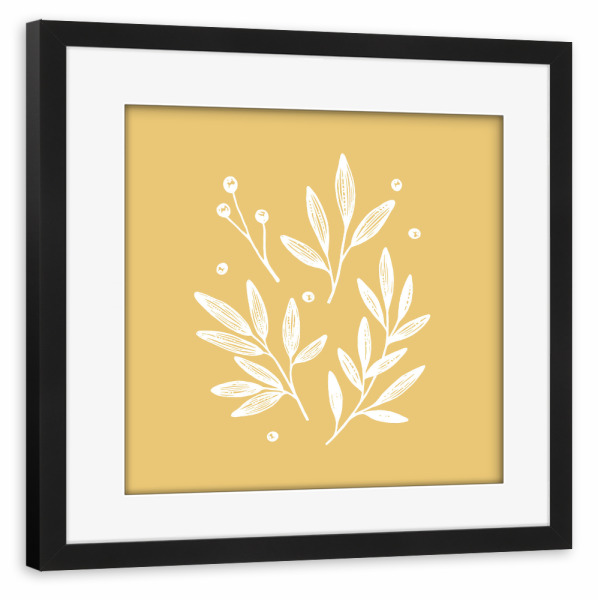 Poster mit Rahmen schwarz "Botanisches Gelb" artboxONE - Floral