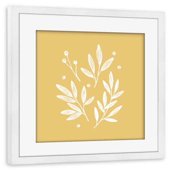 Poster mit Rahmen weiß "Botanisches Gelb" artboxONE - Floral