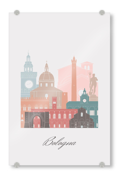 Acrylglasbild "Bologna-Skyline-Pastellstil" artboxONE - Städte,Reise,Architektur,Kartografie