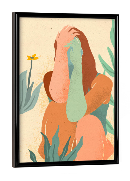 Poster mit schwarzem Rahmen "Nicht heute" artboxONE - Floral,Menschen