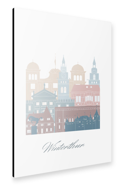 Alu-Dibond "Skyline - Winterthur in Erdtönen" 30x20 cm artboxONE