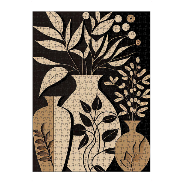 Puzzle Ravensburger "Dekorative Vase" artboxONE - Floral,Abstrakt - Kunst,Beige,Schwarz,Ruhe,Dekorative,Blumen,Blume,Minimal,Malerei,Stillleben,Vase