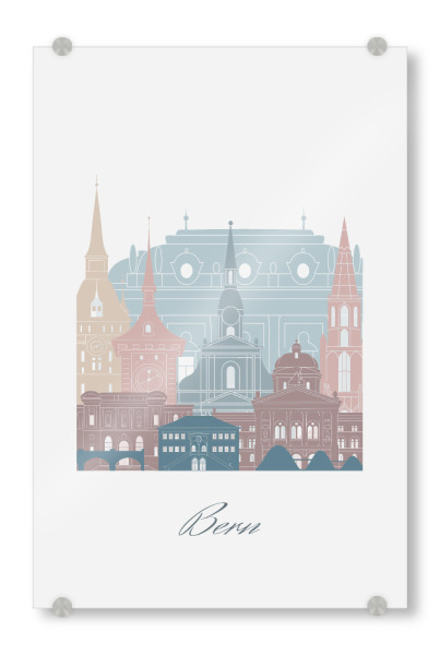 Acrylglasbild "Bern Skyline Erdtöne Stil" artboxONE - Städte,Reise,Architektur,Kartografie