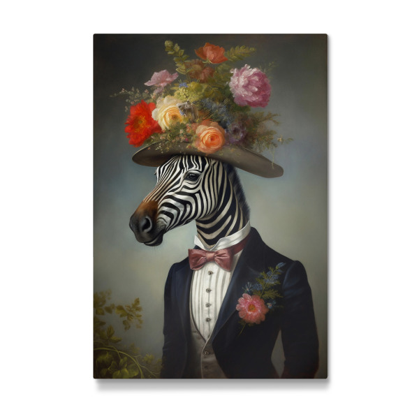 Galerie-Print "Gentleman Zebra mit Blumen" 30x20 cm artboxONE