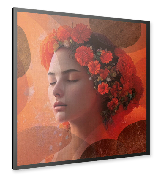 Alu-Dibond "LINEN - Woman in orange" 30x30 cm artboxONE