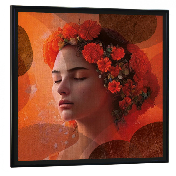 Poster mit schwarzem Rahmen 30x30 cm "LINEN - Woman in orange" artboxONE - Abstrakt,Für Mama,Für Papa
