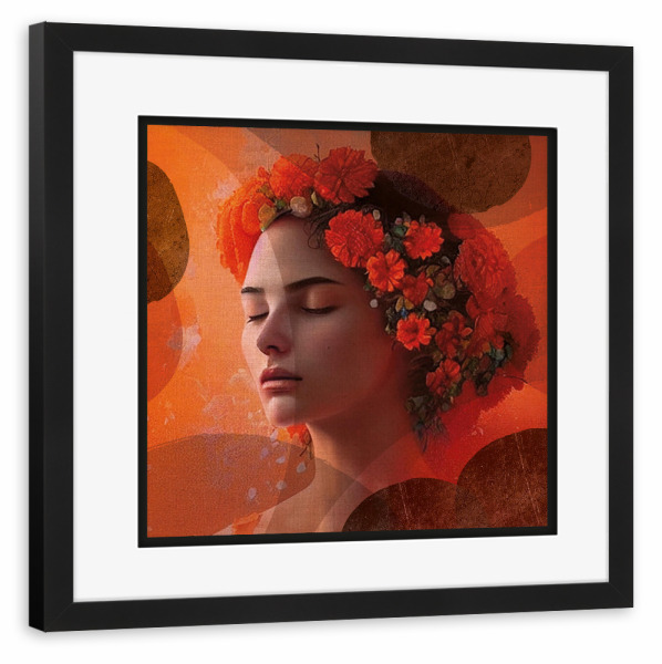 Poster mit Rahmen schwarz "LINEN - Woman in orange" artboxONE - Abstrakt,Für Mama,Für Papa - Modern,Art,Geschenk,Einrichtung,Abstrakt,Kunst,Woman