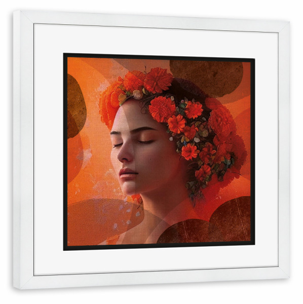 Poster mit Rahmen weiß "LINEN - Woman in orange" artboxONE - Abstrakt,Für Mama,Für Papa - Modern,Art,Geschenk,Einrichtung,Abstrakt,Kunst,Woman