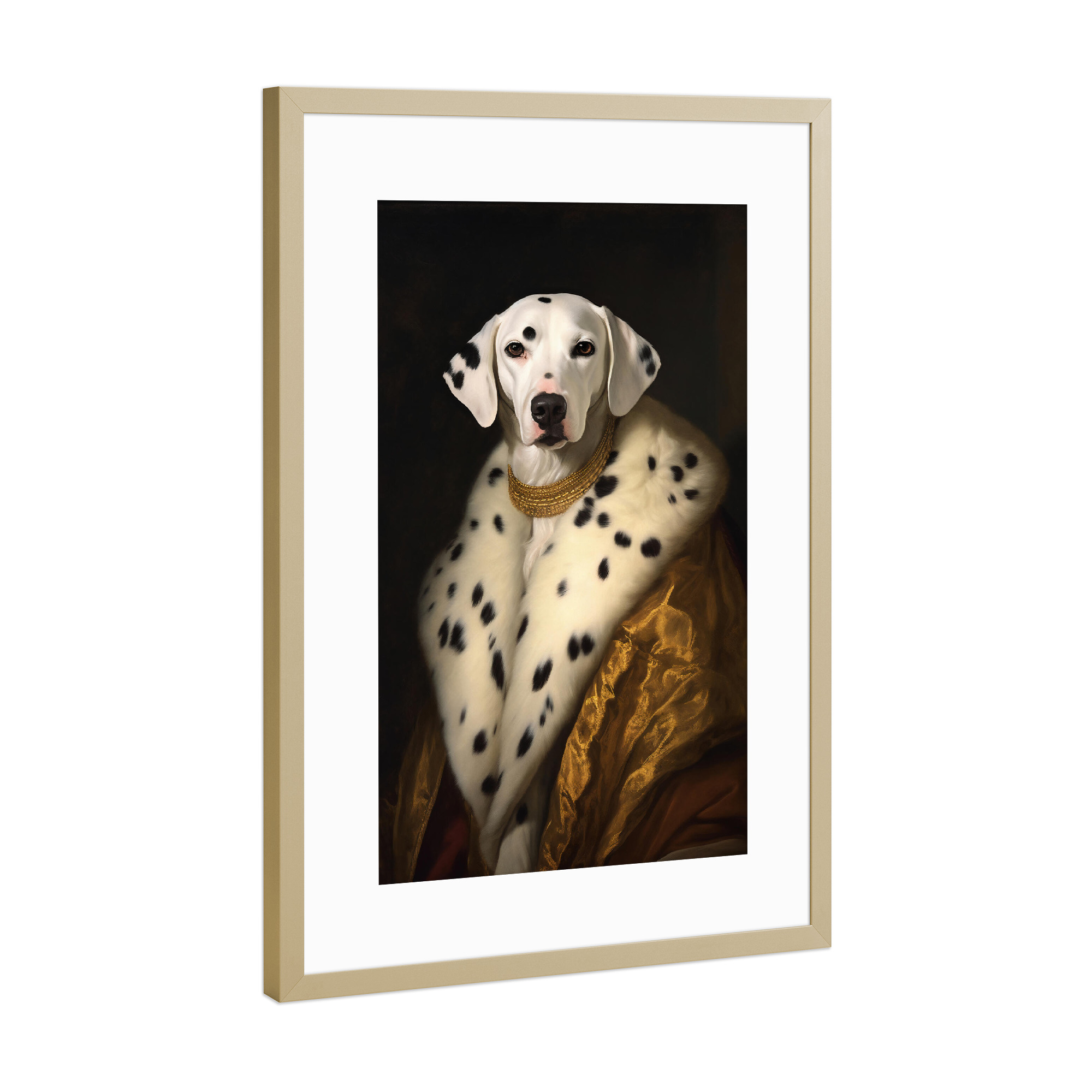 Poster mit Rahmen Gold "Aristokratischer Dalmatiner" artboxONE - Tiere