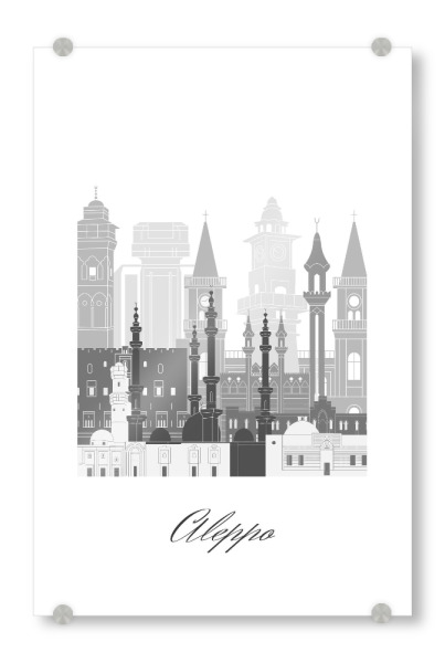 Acrylglasbild "Skyline von Aleppo sw Stil" artboxONE - Städte,Reise,Architektur,Kartografie