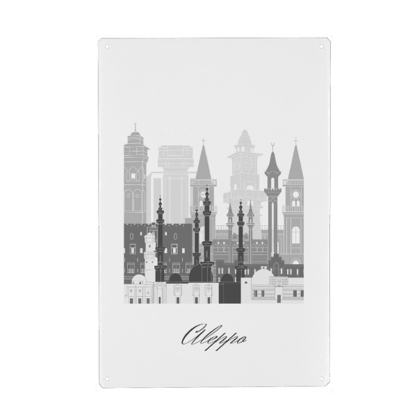 Metall Poster "Skyline von Aleppo sw Stil" artboxONE - Städte,Reise,Architektur,Kartografie