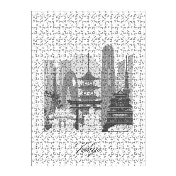 Puzzle Ravensburger "Tokyo Skyline schwarz-weißer Stil" artboxONE - Städte,Reise,Architektur,Städte / Tokio,Kartografie