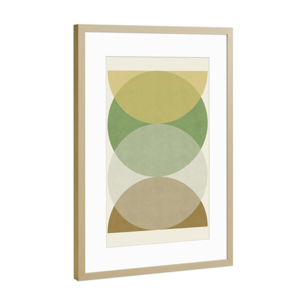 Poster mit Rahmen Gold "Kreis Halbkreis - Grüngold v" artboxONE - Abstrakt,Geometrie