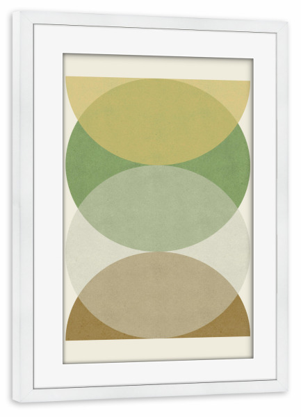Poster mit Rahmen weiß "Kreis Halbkreis - Grüngold v" artboxONE - Abstrakt,Geometrie