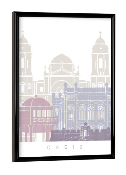 Poster mit schwarzem Rahmen "Cadiz-Skylinepastell" artboxONE - Städte,Architektur