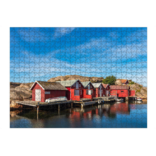 Puzzle Ravensburger "Rote Bootshäuser am Meer" artboxONE - Natur,Reise,Architektur,Reise / Strand und Meer,Reise / Länder
