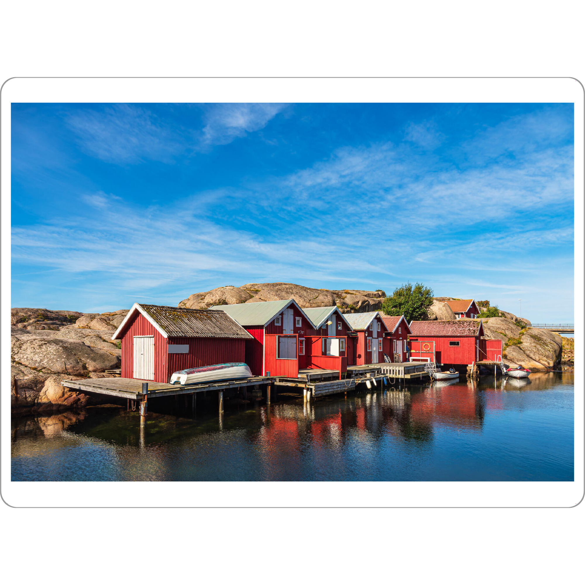 Tischset "Rote Bootshäuser am Meer" artboxONE - Natur,Reise,Architektur,Reise / Strand und Meer,Reise / Länder