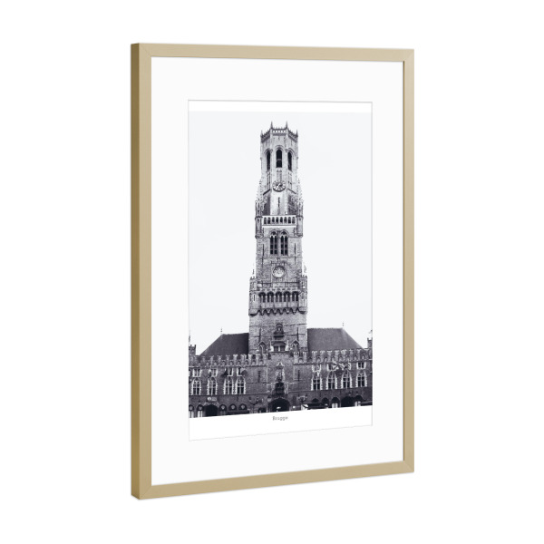 Poster mit Rahmen Gold "Bellfried @ Brügge" artboxONE - Reise,Schwarzweiß,Architektur,Reise / Länder