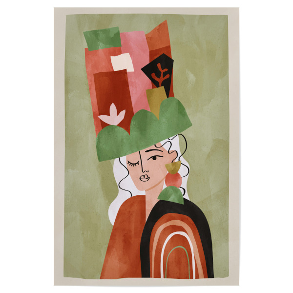 Poster 30x20 cm "Die Mütze mit Cut-Outs - Green" artboxONE - Floral,Abstrakt,Geometrie