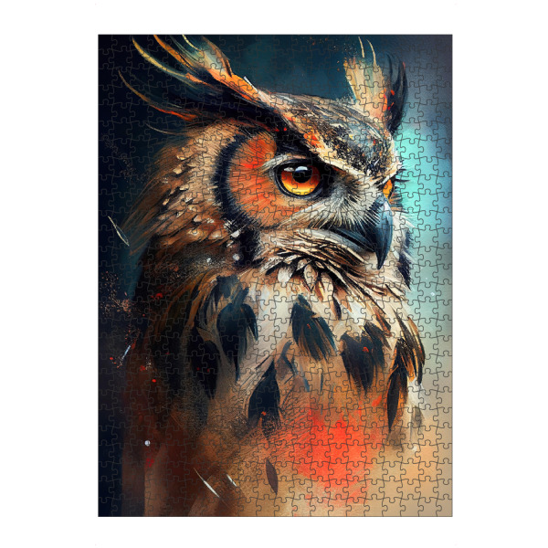 artboxONE Puzzle "Eulenmalerei-Porträt" artboxONE - Tiere - Tier,Kunst,Vogel,Leinwand,Bunte,Hübsch,öl,Eule,Farbe,Malerei,Porträt,Aquarell