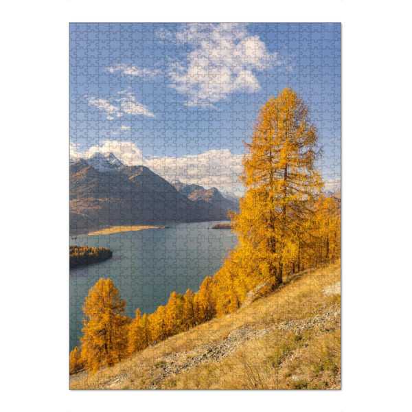 Puzzle Ravensburger "Gelbe Lärchen am Silsersee" artboxONE - Natur,Reise,Reise / Länder