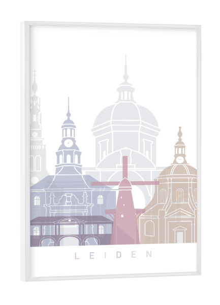 Poster mit weißem Rahmen "LEIDEN SKYLINE PASTELL" artboxONE - Städte,Architektur