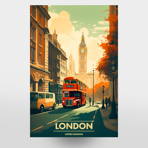 Retro London Travel Art