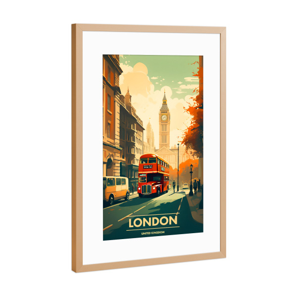 Poster mit Rahmen Kupfer "Retro-London-Reise-Kunst" artboxONE - Städte / London,Reise,Comic,Abstrakt