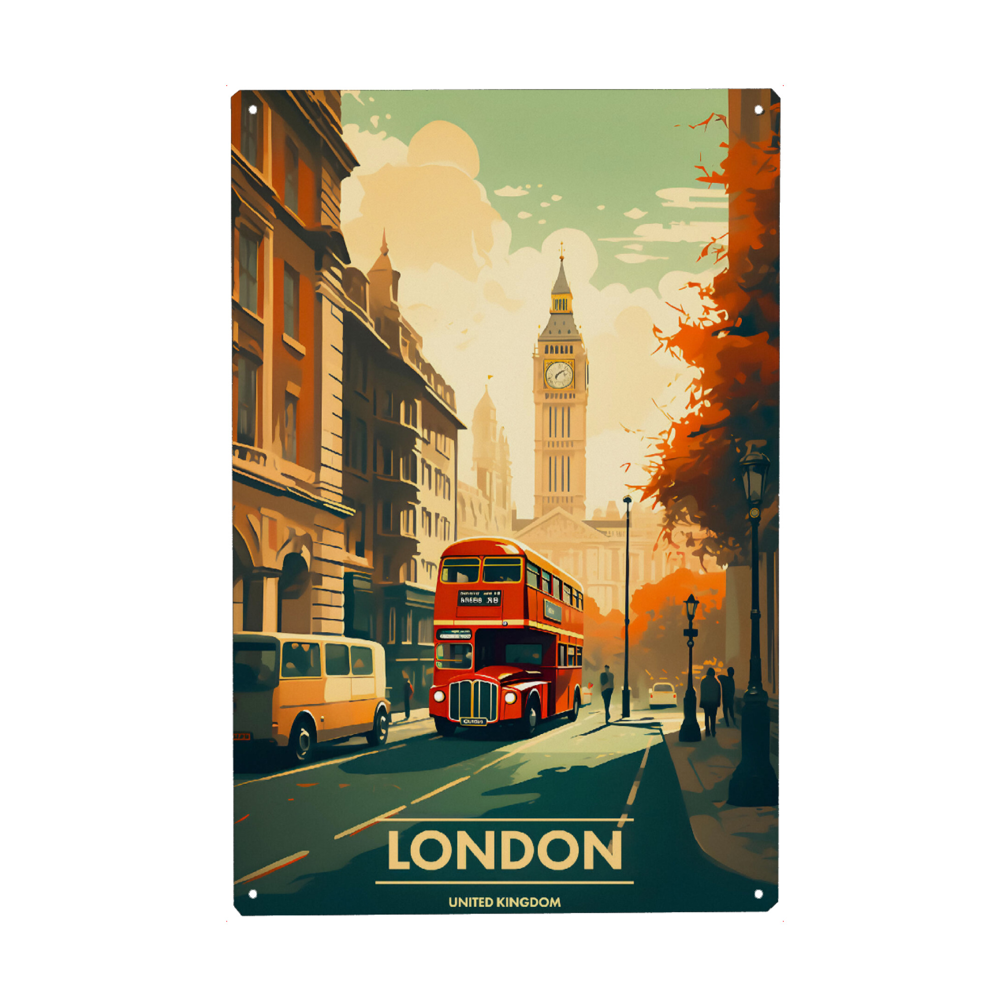 Metall Poster "Retro-London-Reise-Kunst" artboxONE - Städte / London,Reise,Comic,Abstrakt