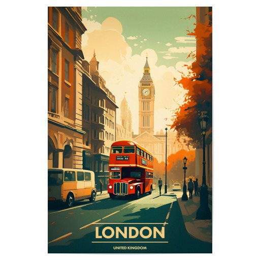 Retro London Travel Art