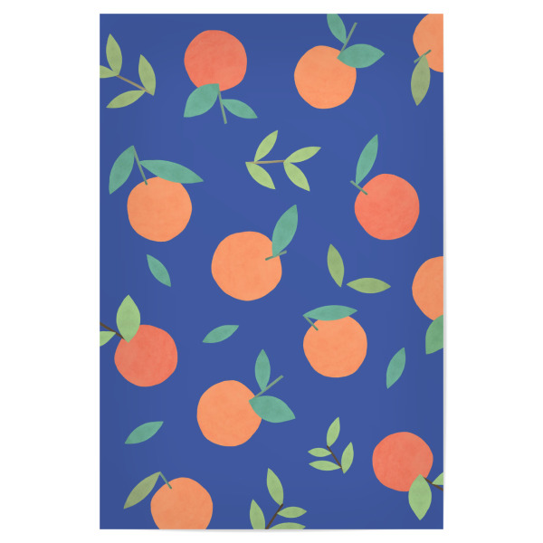 Poster 30x20 cm "Clementine - Orangeblau" artboxONE - Essen & Trinken,Essen & Trinken / Obst & Gemüse