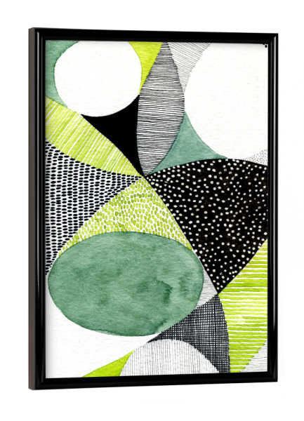 Poster mit schwarzem Rahmen "Susan Black-Mid Century Grün" artboxONE - Floral,Abstrakt,Geometrie