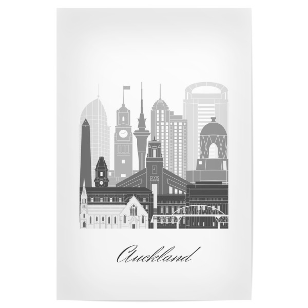 Poster 30x20 cm "Auckland Skyline sw" artboxONE - Städte,Reise,Architektur,Kartografie