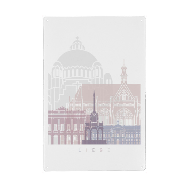 Holzbild "LÜTTICH SKYLINE PASTELL" artboxONE - Städte,Architektur